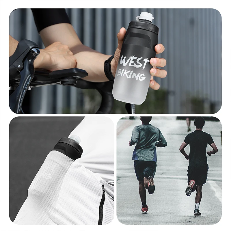 WEST BIKING 620ml/750ml Bicycle Bottle MTB Road Bike Water Bottle Outdoor Sports Portable Large Capacity Cup Cycling Equipment