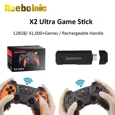 Reebolnic X2 Ultra Game Stick Retro Video Game Console 128G 41000+Games Installed 4K HD Output 30+Simulators PSP PS1 Boy Gifts