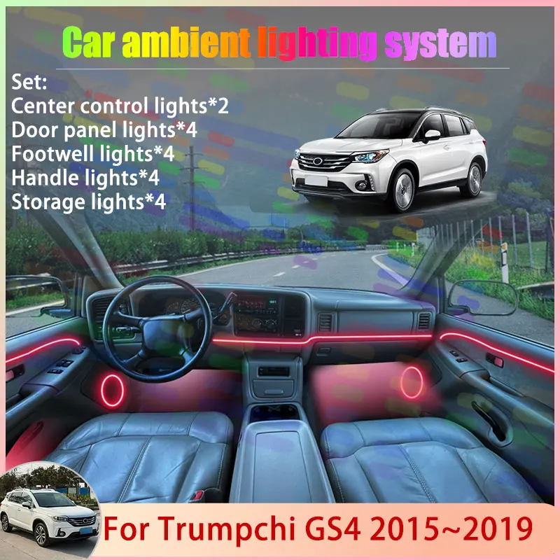 

Для Trumpchi GS4 2015 ~ 2019 GAC Mitsubishi Eupheme 2/24 в 1, автомобильный атмосферный светильник, RGB абажур, ансамбль, стример, атмосферный набор