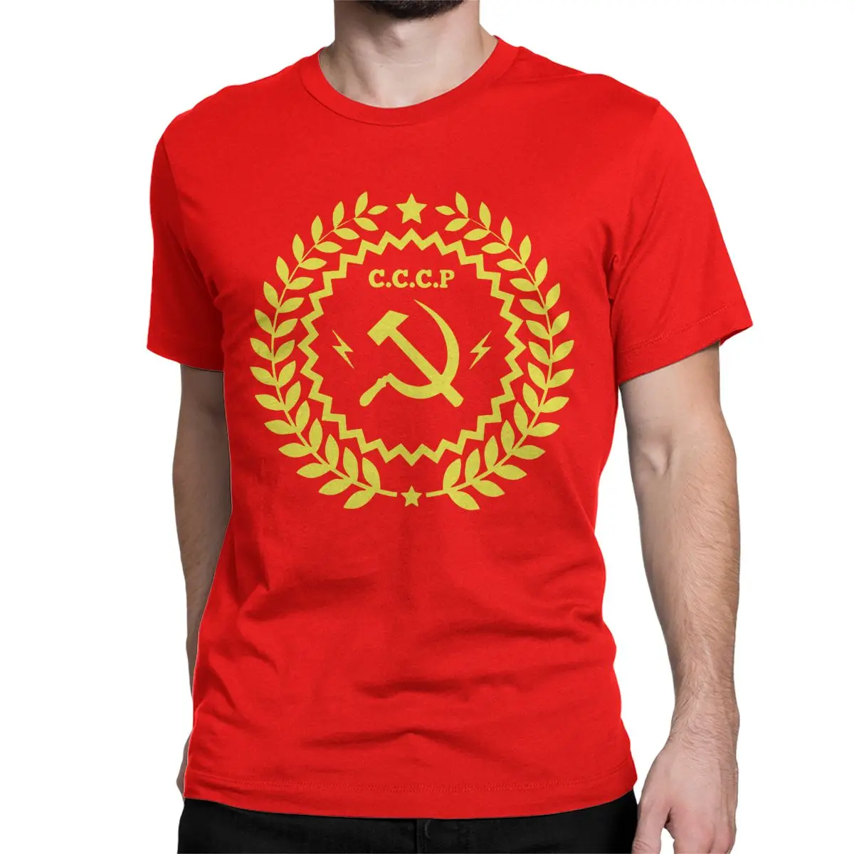 Men Women T-Shirts Communism Symbol CCCP Vintage 100% Cotton Tees Russia Army Military T Shirts Crew Neck Clothing Gift Idea