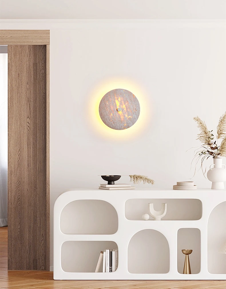 Art Round Natural Stone LED Wall Lamp