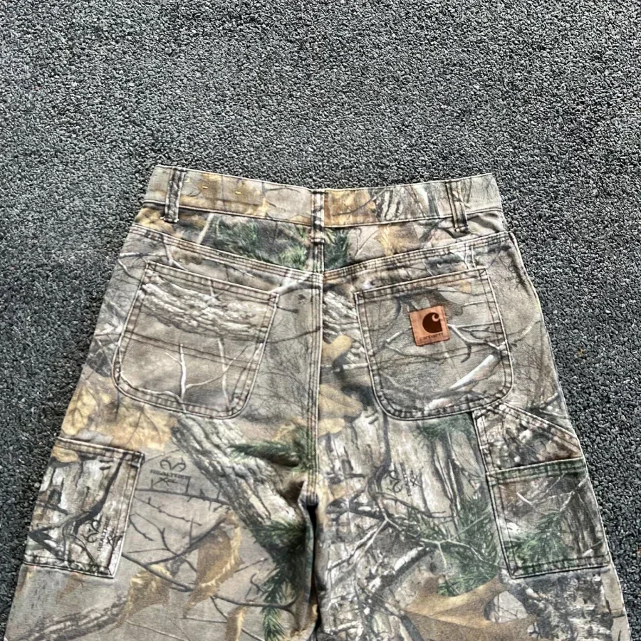 Men's branch camouflage summer new 2024 jeans American style old washed wide leg retro loose fashion trend street straight jeans