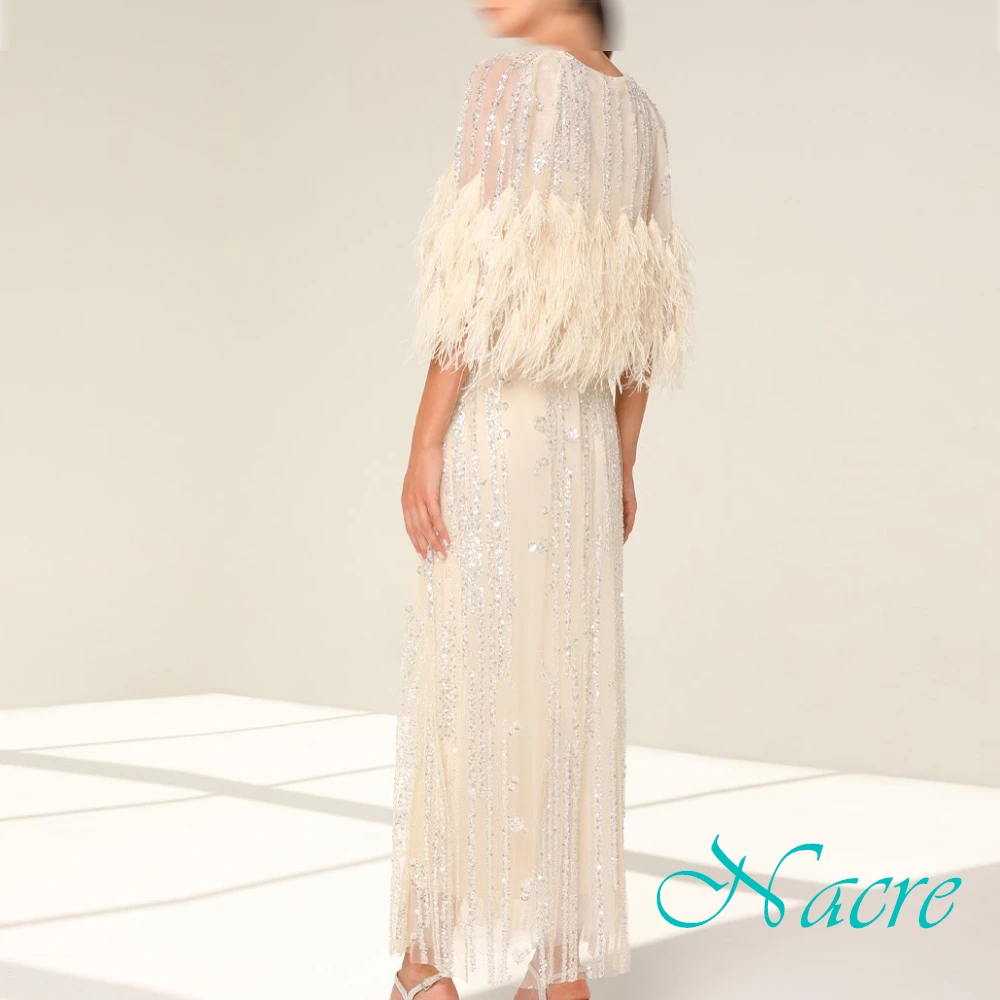 تخصيص أزياء ساحة طوق مساء اللباس حساسة طويلة الأكمام فساتين حفلة موسيقية مزاجه مطرزة فساتين المناسبات الخاصة