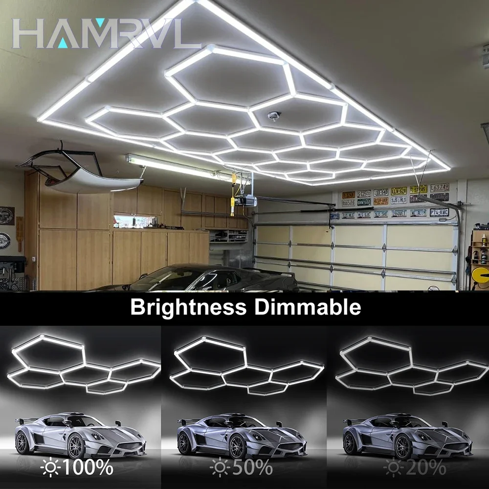 Garage Light Dimming/Warm/Natrul BarberShop led lamp 3000k 4000k Workshop Gym Car Auto Repair Honeycomb Ceiling Detail Lighting