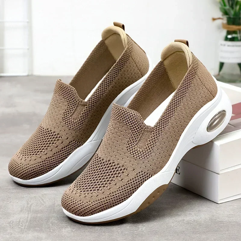 

Autumn New Women's Shoes, Mesh Breathable Casual Shoes, Air Cushion Fly Woven Sports Shoes, Fashionable Soft Soled Shoe Covers