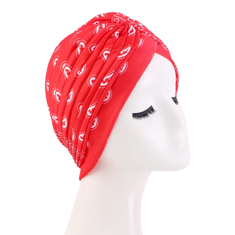 Neue Frauen Drucken Blume Knoten Krebs Rüschen Chemo Hut Beanie schal Turban Kopf Wrap Gestrickte Kappe Haarausfall Zubehör – Detail 30