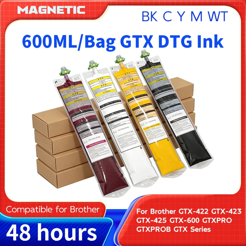 GTX ink bag 600ml High quality DTG Textile ink Compatible For Brother GTX-422 GTX-423 GTX-425 GTX-600 GTX PRO Series printer ink