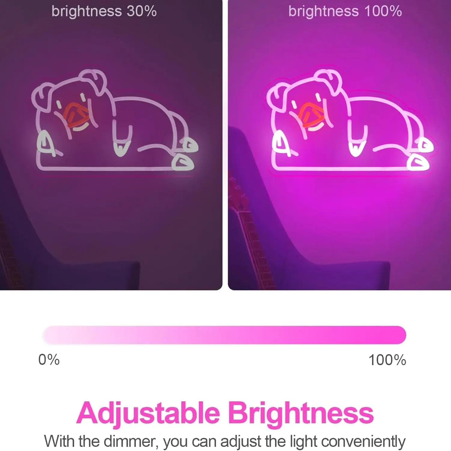 귀여운 네온 벽 장식, 밝기 조절 가능한 돼지 네온 조명, 펍, 침실, 레스토랑, 게임룸, 파티 장식, 예술적 감각, 생일 선물