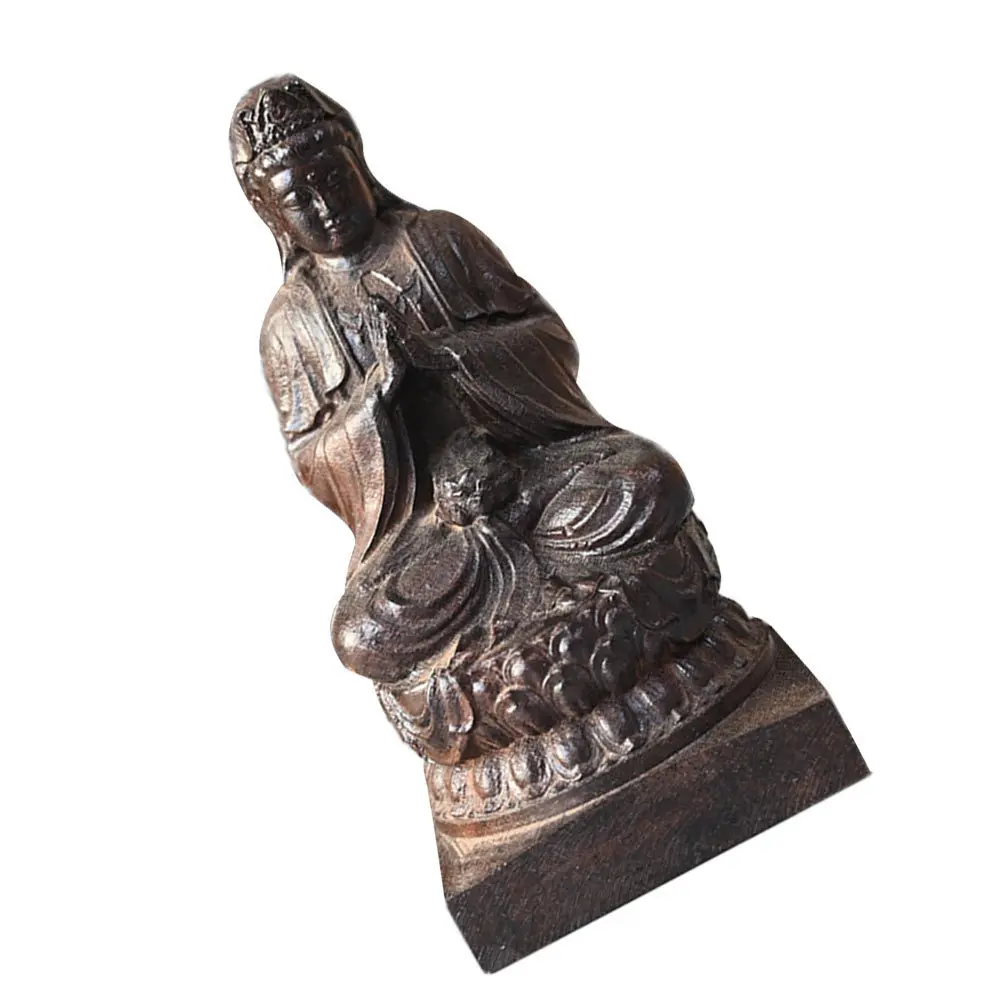 

Wooden Yin Buddha Statue Wood Desktop Ornament for Home Sacrificing Creative Religious Decor Yin Statue