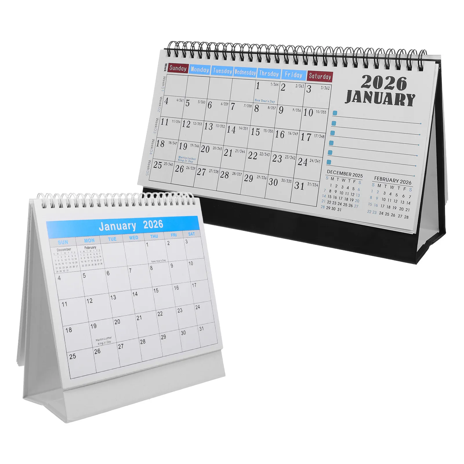 

2Pcs 2026 Small Standing Desk Calendar Compact Flip Style Elegant Minimalist Tabletop Calendar for Office Desktop Academic Year