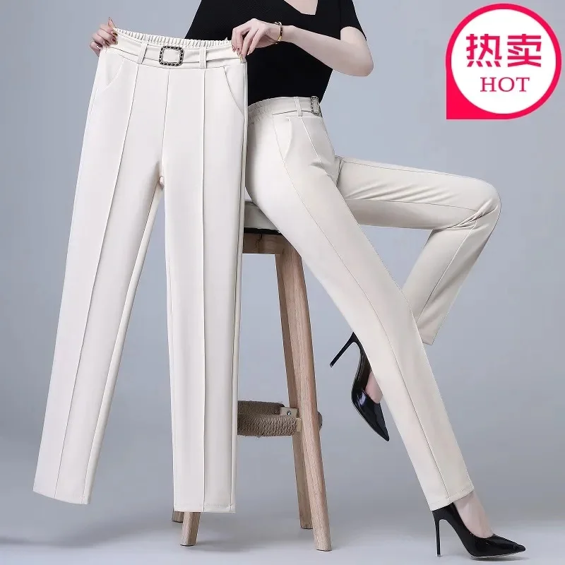 2024 Spring Autumn New Pipe Pants High Waist Female Trousers High-End Fashion Harem Pants Women Temperament Straight Suit Pants