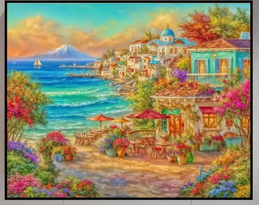 

9ct 120x90 см Приморский город Вышивка DIY Китайский стиль Печатные наборы Вышивка крестиком Набор для рукоделия Домашний декор Поделки