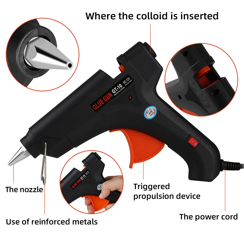 Super PDR 12V Car charger 40W Professional Hot Melt Glue Gun Graft Repair Heat Gun Pneumatic dent repair Tools Hot Glue Gun