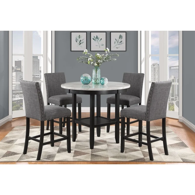 

Greta Bar Table and Stool Set, Modern Kitchen Counter Height Furniture for Home Dining Room