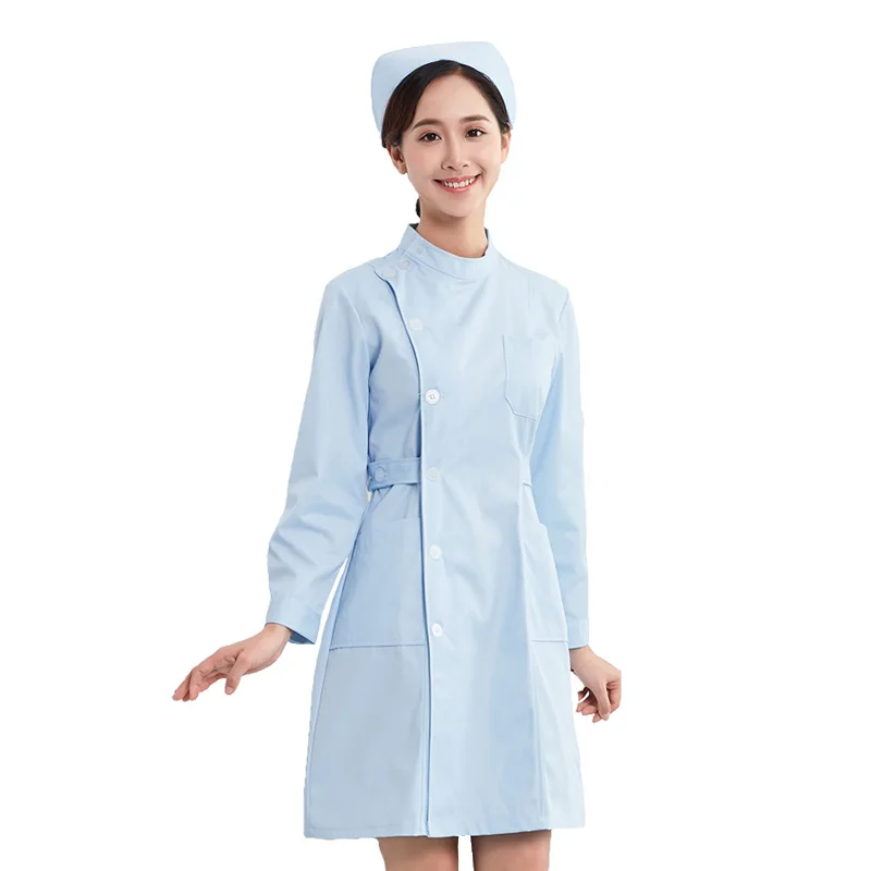 ナース制服女性の長袖ブルー薬局半袖白衣美容院ピンク女性の大きいサイズのスーツ作業服
