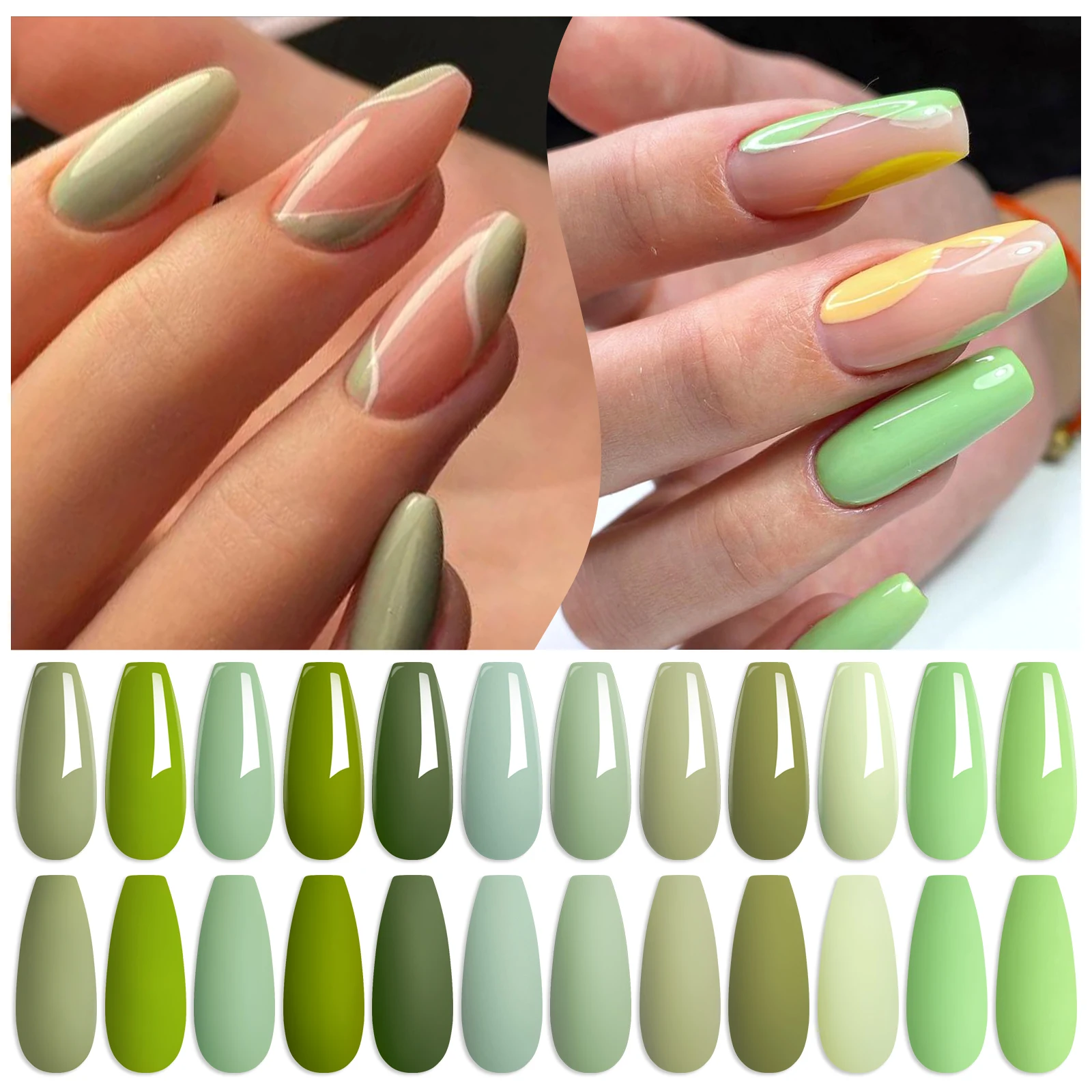 MTSSII 12 Teile/satz Grüne Serie Gel Nagellack Frühling Sommer Einfache Frische Farbe UV Gel Lack Nail art Maniküre Kit Nagel versorgung