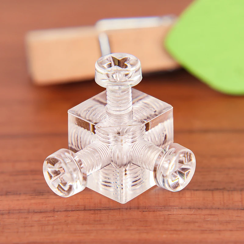 Stock+Cheap+Brand New 200PCS Transparent Acrylic Corner Braces Right Angle Block Cubes Joint Brackets + Screws