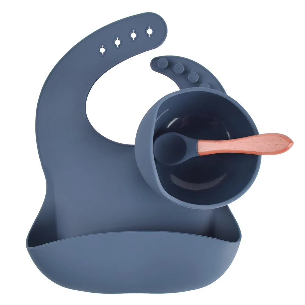 어린이용 실리콘 아기 수유 그릇 식기, 방수 흡입 그릇, 스푼 포함, 어린이 요리, 주방 용품, 3 개/세트