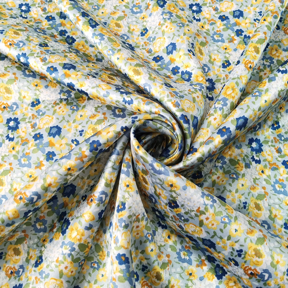 1 meter X 1.48 meter Retro Floral Satin Fabric Soft Scarf Material Lining