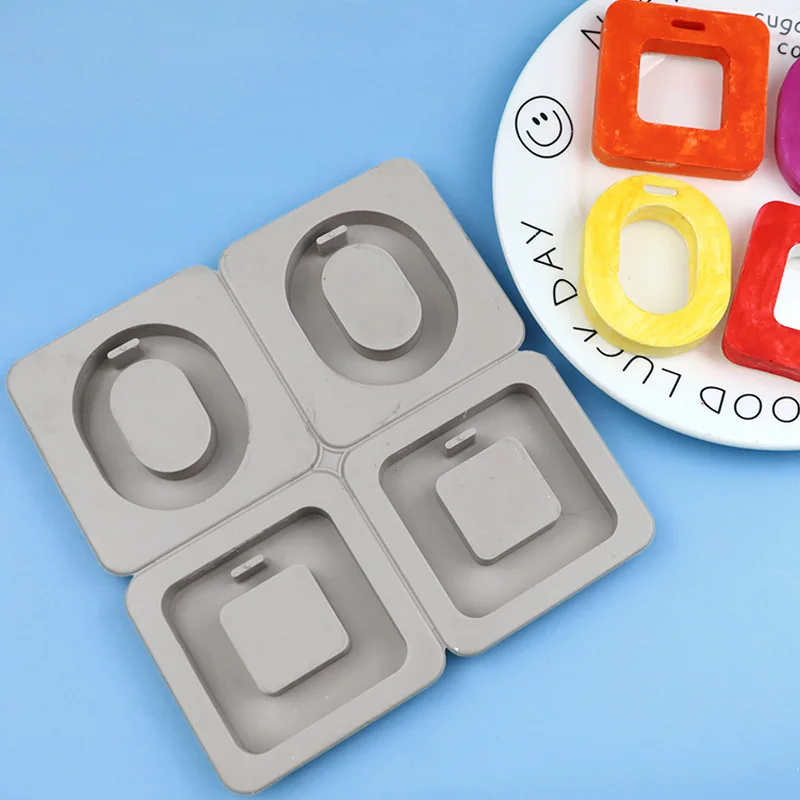 4 Sets of Oval Square Silicone Aromatherapy Mold, High Temperature Plaster Mould XG1201