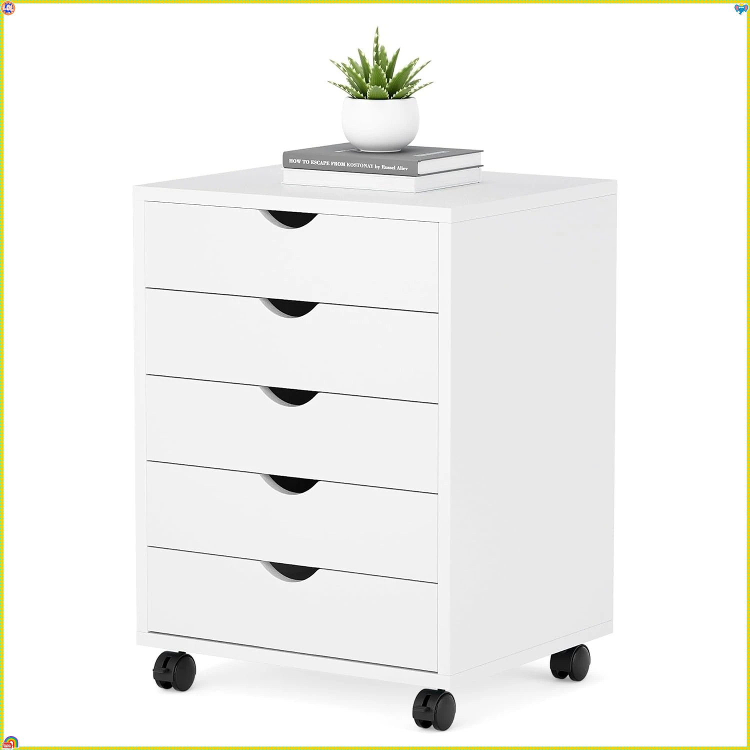 Mobiler Aktenschrank mit 5 Schubladen unter dem Schreibtisch, Aufbewahrungsorganisation mit Rollen, vertikale Aktentruhe, rollender kleiner Schreibtisch aus Holz