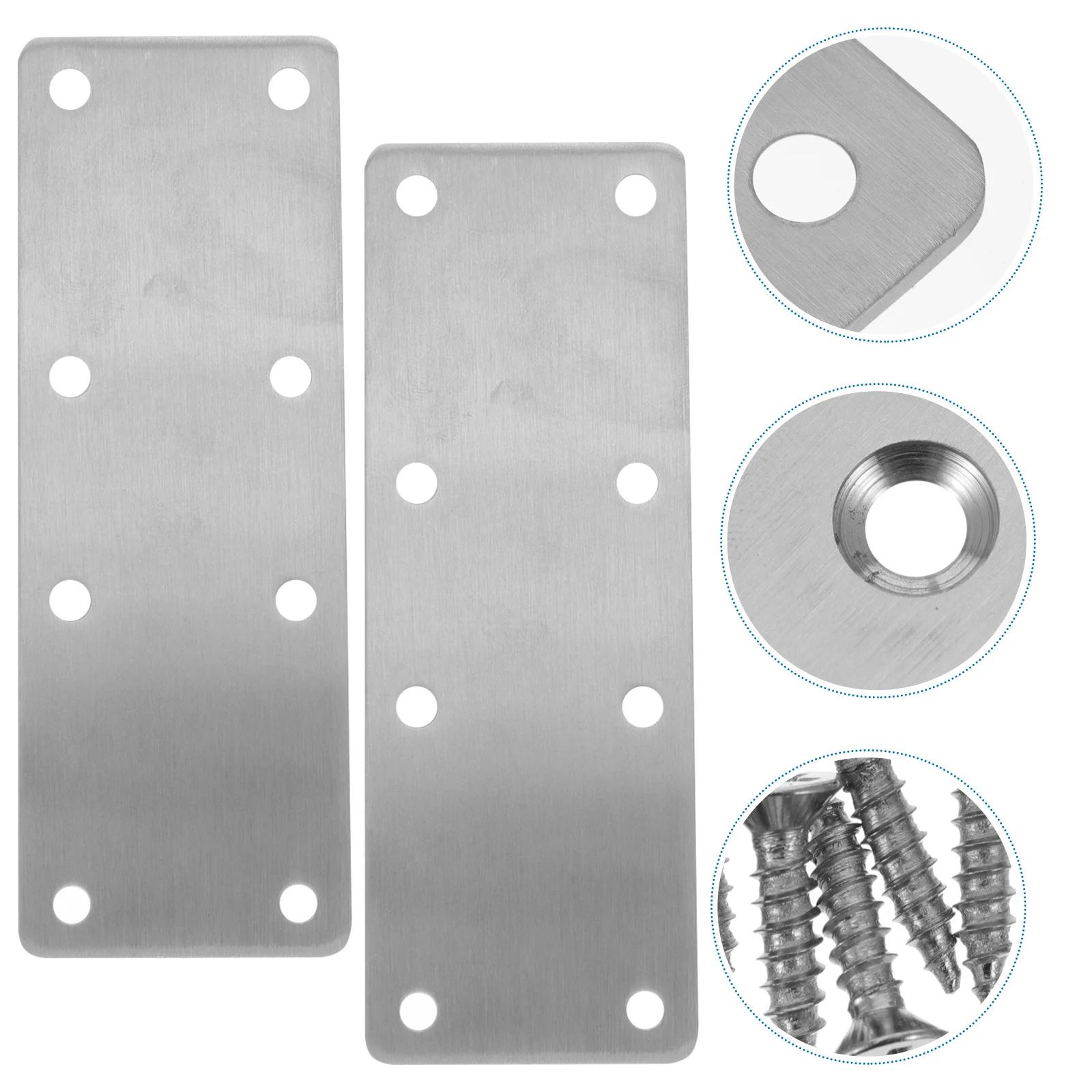 

2Sets Stainless Steel Straight Brace Corner Fitting for Furniture Repair Heavy Duty Flat Joining Plate Corner Bracket