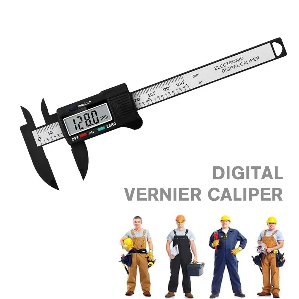 100mm Digital Vernier Caliper Electronic Plastic Calipers Tools Caliber Ruler Large Screen Measuring Pachometer Carpentry T K7n4