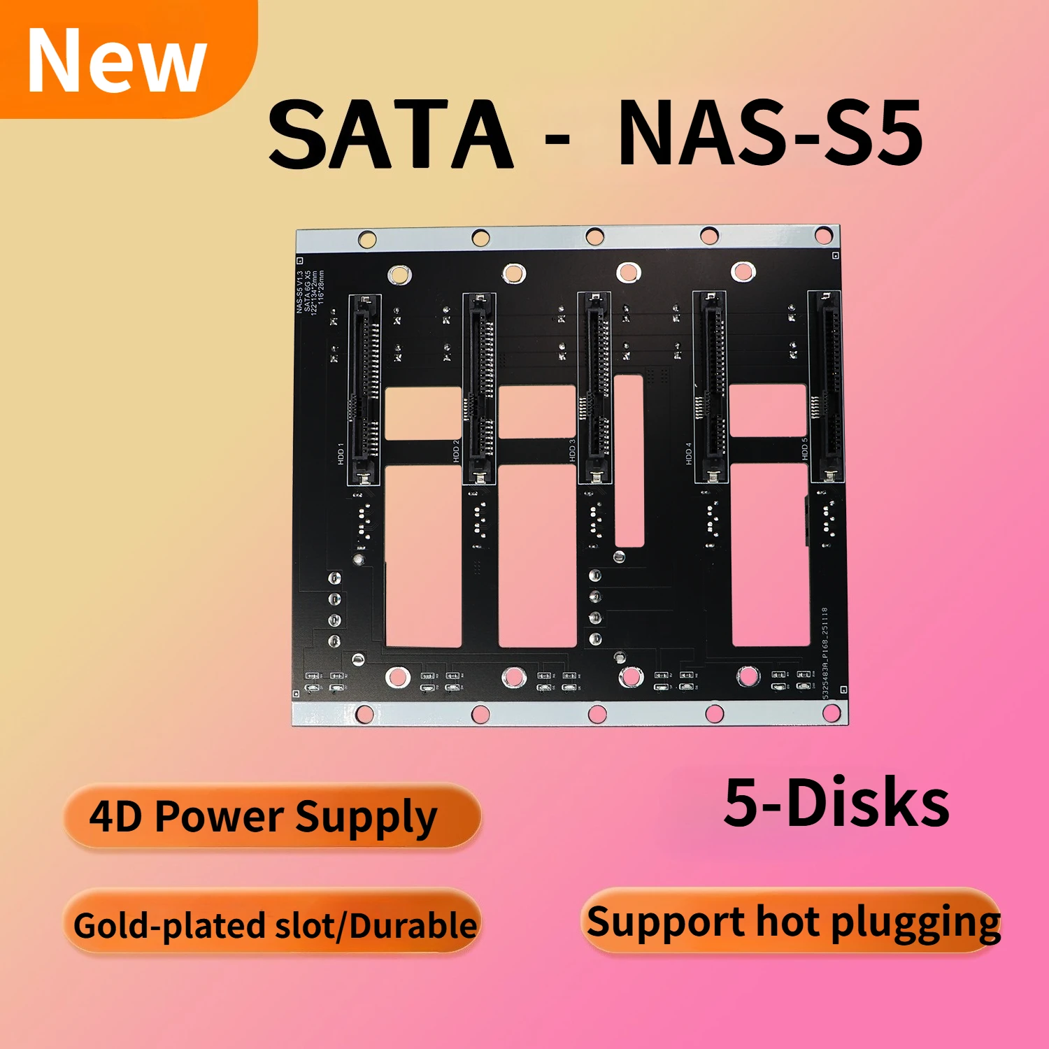 High-speed 6G SATA Expansion Card Backplane NAS-S5 Chassis Accessories SATA 5-Ports Hard Drive HDD SSD Board for PC NAS & Server