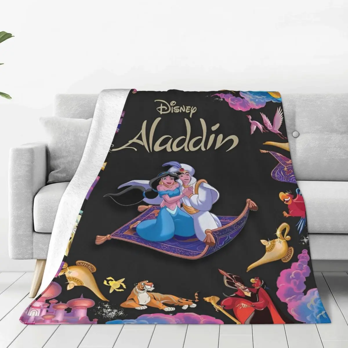 Aladdin Cartoon The Arabian Nights Knitted Blanket Flannel Princess Jasmine Soft Throw Blanket Bedding Throws Plush Thin Quilt