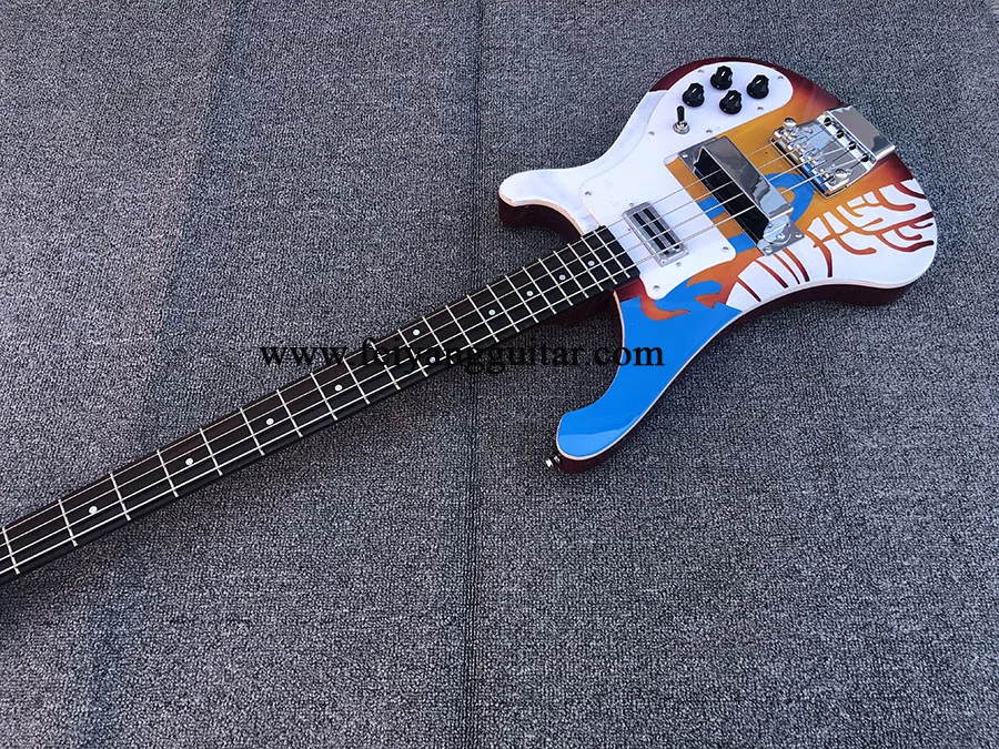 E-Bass mit Wassertransferdruck, 4 Saiten, Griffbrett aus Palisander, hohe Qualität, kostenloser Versand, 4003