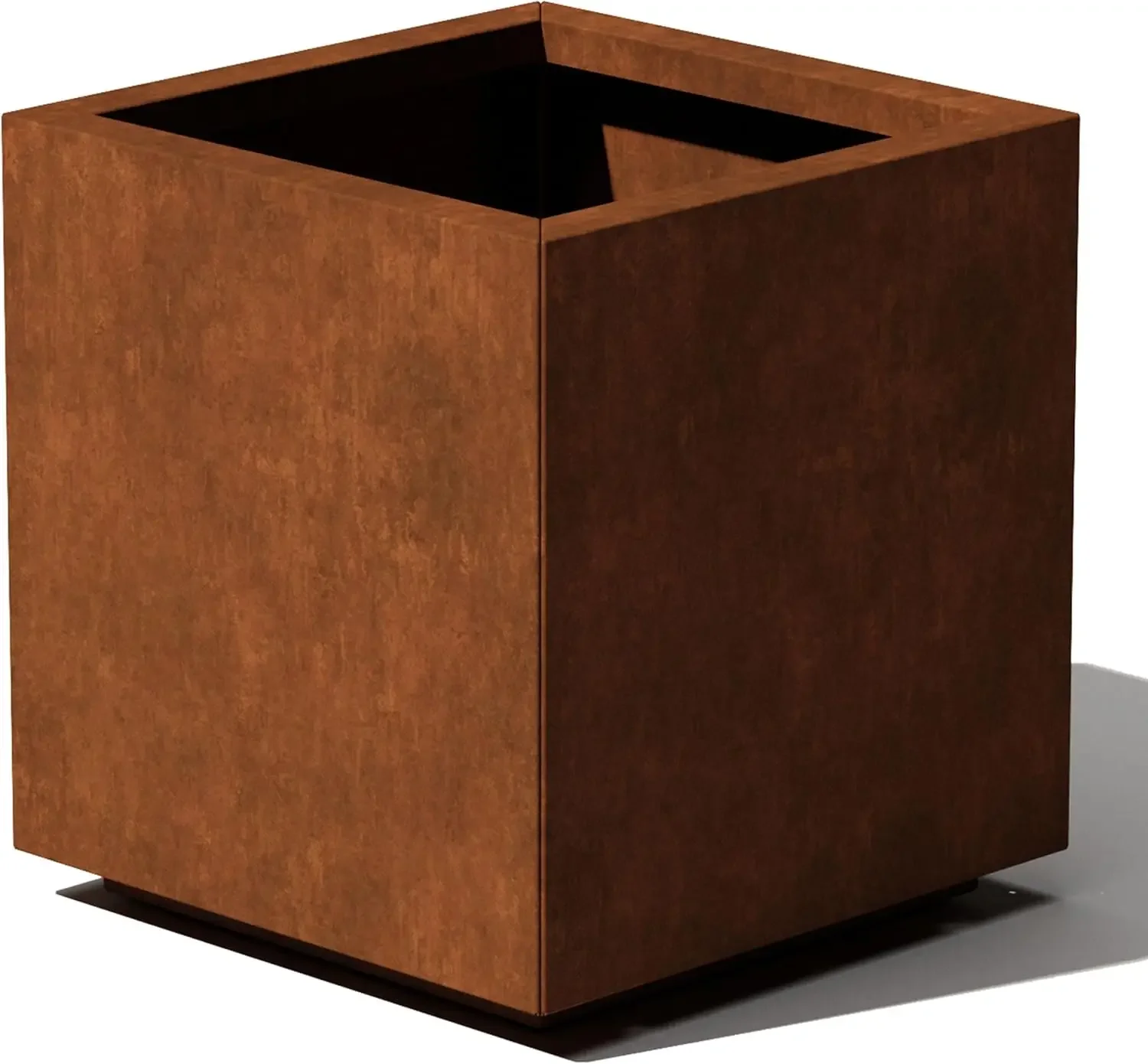 Corten Steel Series Cube Planter - Square Metal Planter for Outdoor Patio/Garden | Naturally Rusting Steel for All-Weather Use