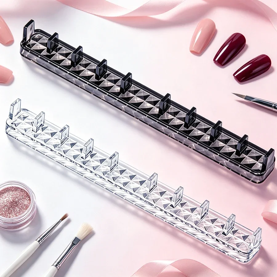 Integrated Nail Tip Holder, No‑Magnet Nail Art Practice Base Stand, False Nail Tips Showing Tool for Salon & DIY Manicure