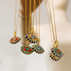 Vintage Enamel Colored Evil Eye Pendant Necklace Colorful Crystal Eyes Choker Necklaces Female Turkey Jewelry Gifts