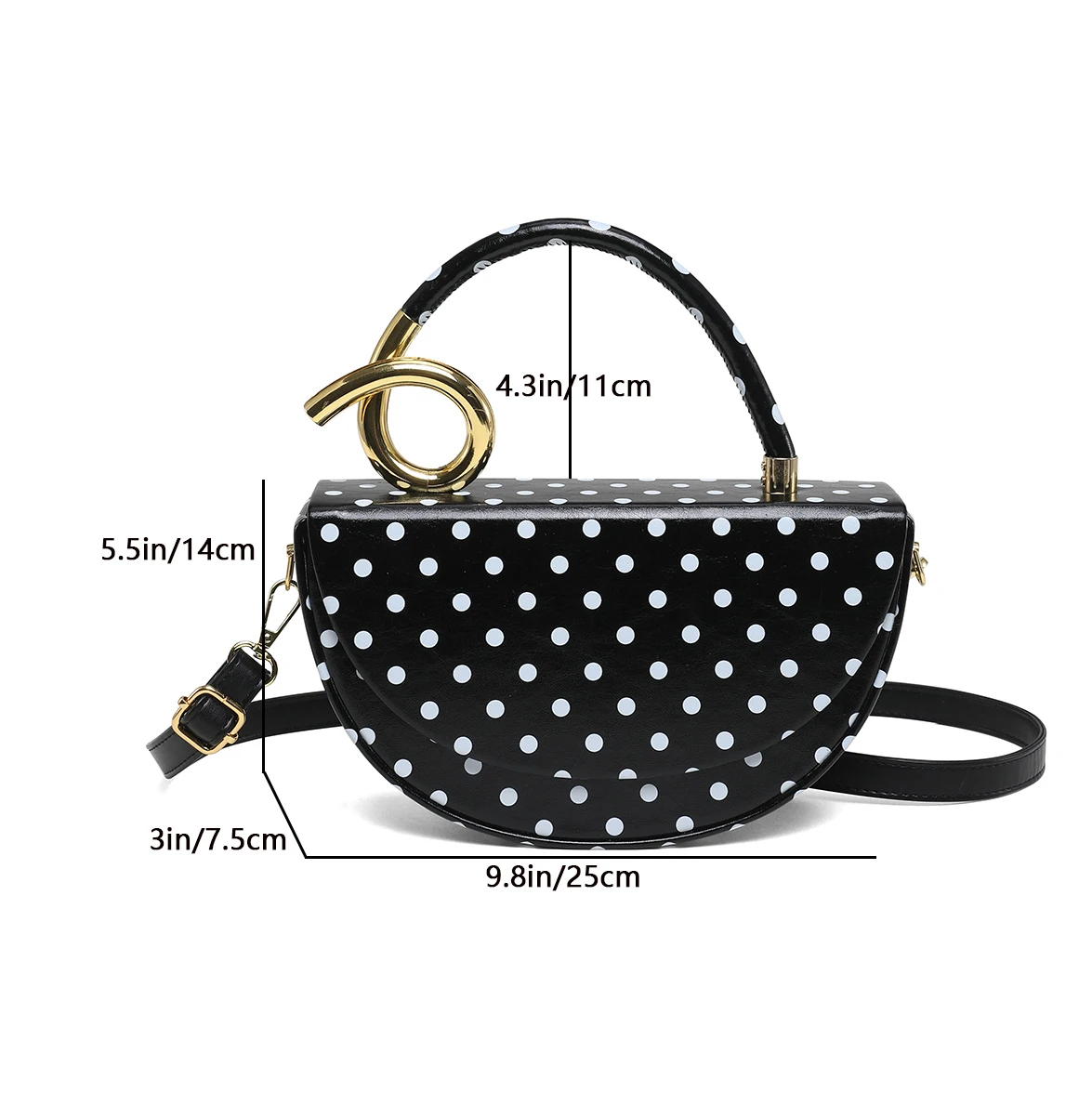 Designer Kleine Satteltasche mit Kurzem Henkel, Handtasche, Modische Polka-Dot Schultertasche, Y2K Trend Damen Party Clutch – Detail 2