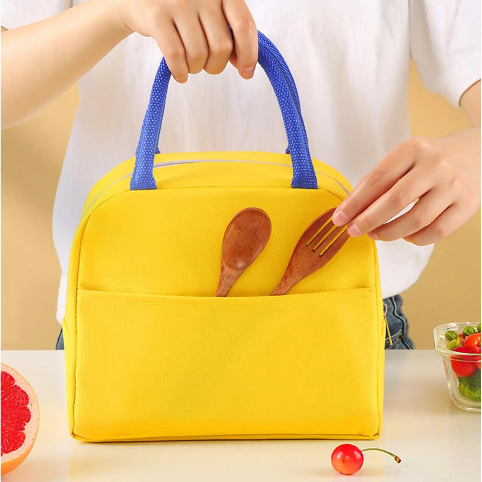 Kawaii Lunch Box Cartoon Duck Leakproof Reusable Aluminum Foil Lining Insulated Carrier for Kids Adults School Work Picnic
