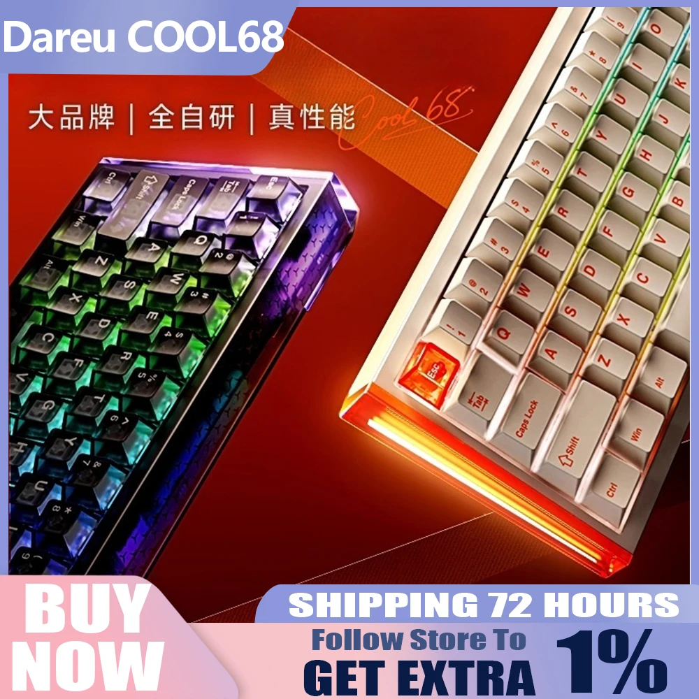 Dareu cool68 teclado com fio, chave completa, eixo magnético permutável, teclado personalizado, junta 8000hz, adequado para jogos e-sports