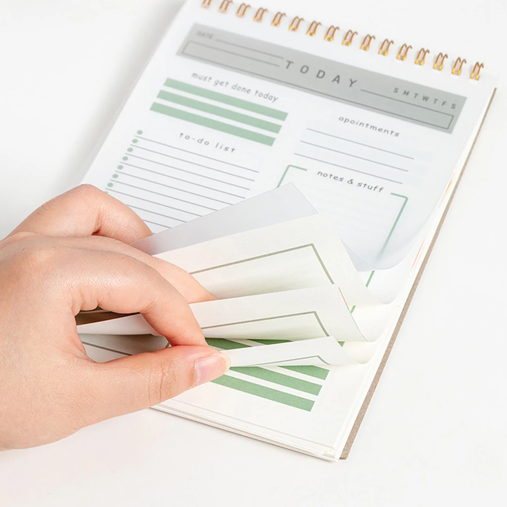 

Daily Planner A5 Spiral Notebook Minimalist Design For Office School Work Task Organization Undated Tear-Off Pages Portable