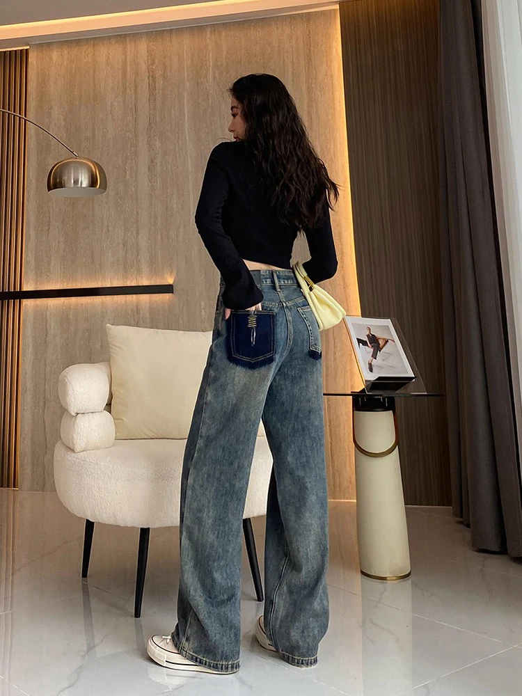 

High Waist Loose Fit Straight Leg Jeans Women's Spring Autumn Casual High Rise Slimming Long Pants Floor Length Trousers