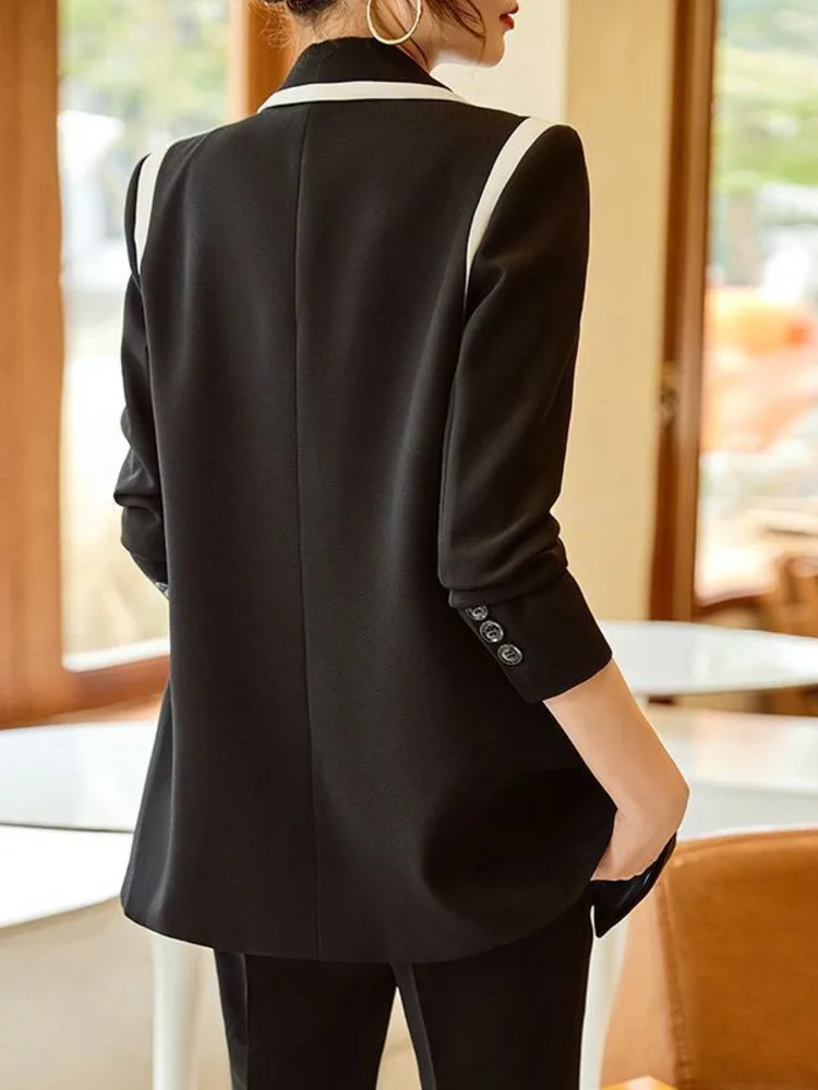 Solid Color Fashionable Lapel Temperament Single Breasted Long Sleeve Blazer Or Long Pants Or 2pcs Business Elegant Chic Clothes