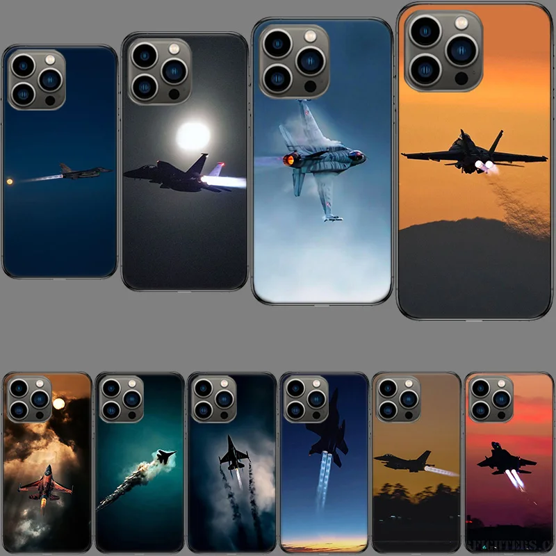 Funda de teléfono Black Sky Jet Fighter para Apple Iphone 15 14 Plus 13 Pro Max 12 Mini 11 X XS Max XR 8 7 SE 2020, carcasa Coq