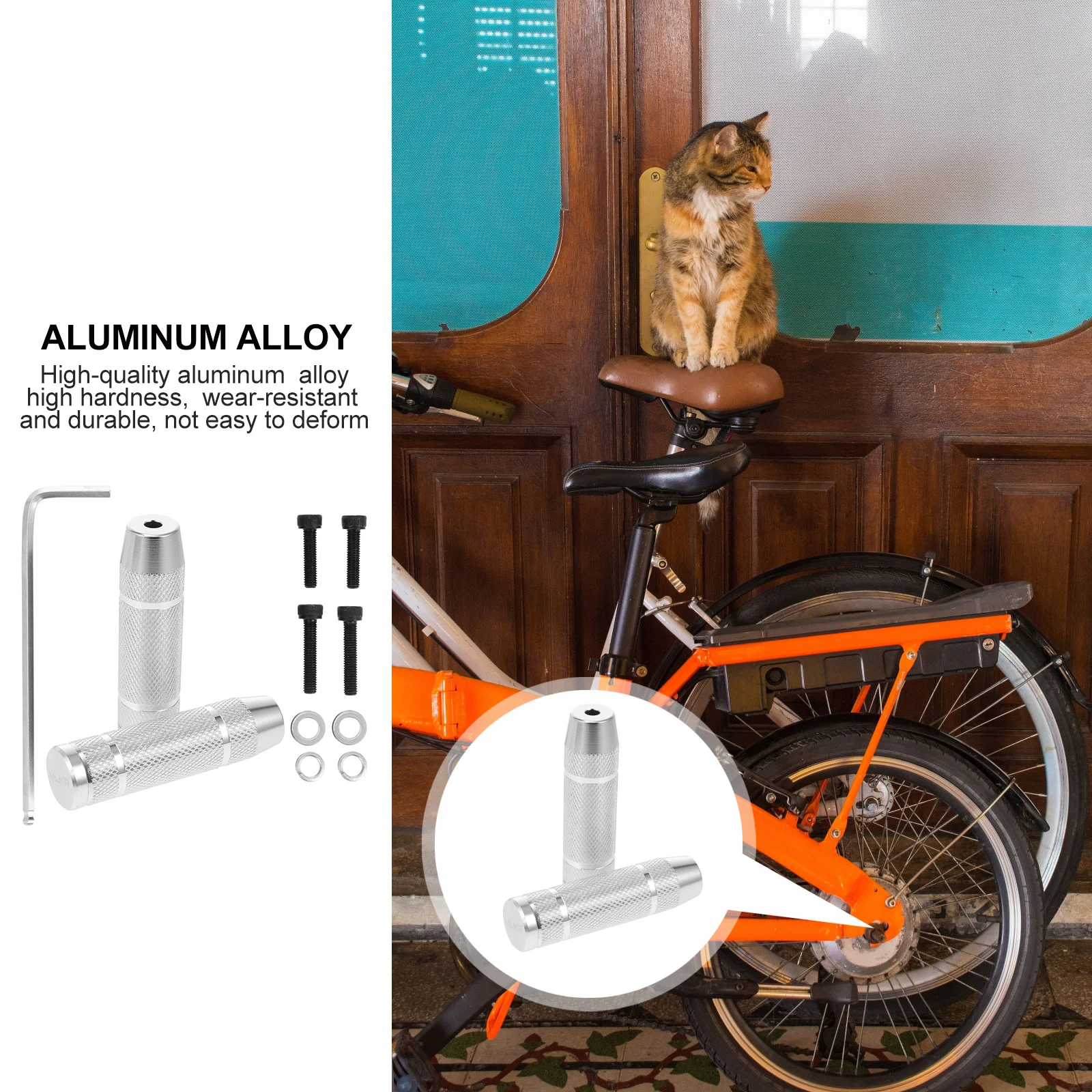 1Pair Durable Aluminum Bike Pedals Pegs Quick Release Seat Axle Suitable for Mountain Bike and Bicycle Use