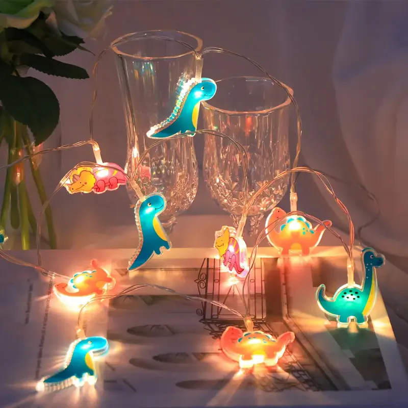 Dinosaurier-Lichterkette für Kinderzimmer, Acryl-Lichter für den Innenbereich, Party-Dekoration, Jungenzimmer-Licht, Weihnachtsdekoration 601 – Detail 3