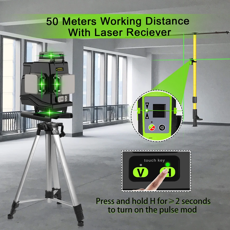Imagem -02 - Clubiona-feixe Verde Laser Nível 4d 16 Linhas com Suporte Magnético e Bateria de Iões de Lítio 5000mah Ferramentas Diy