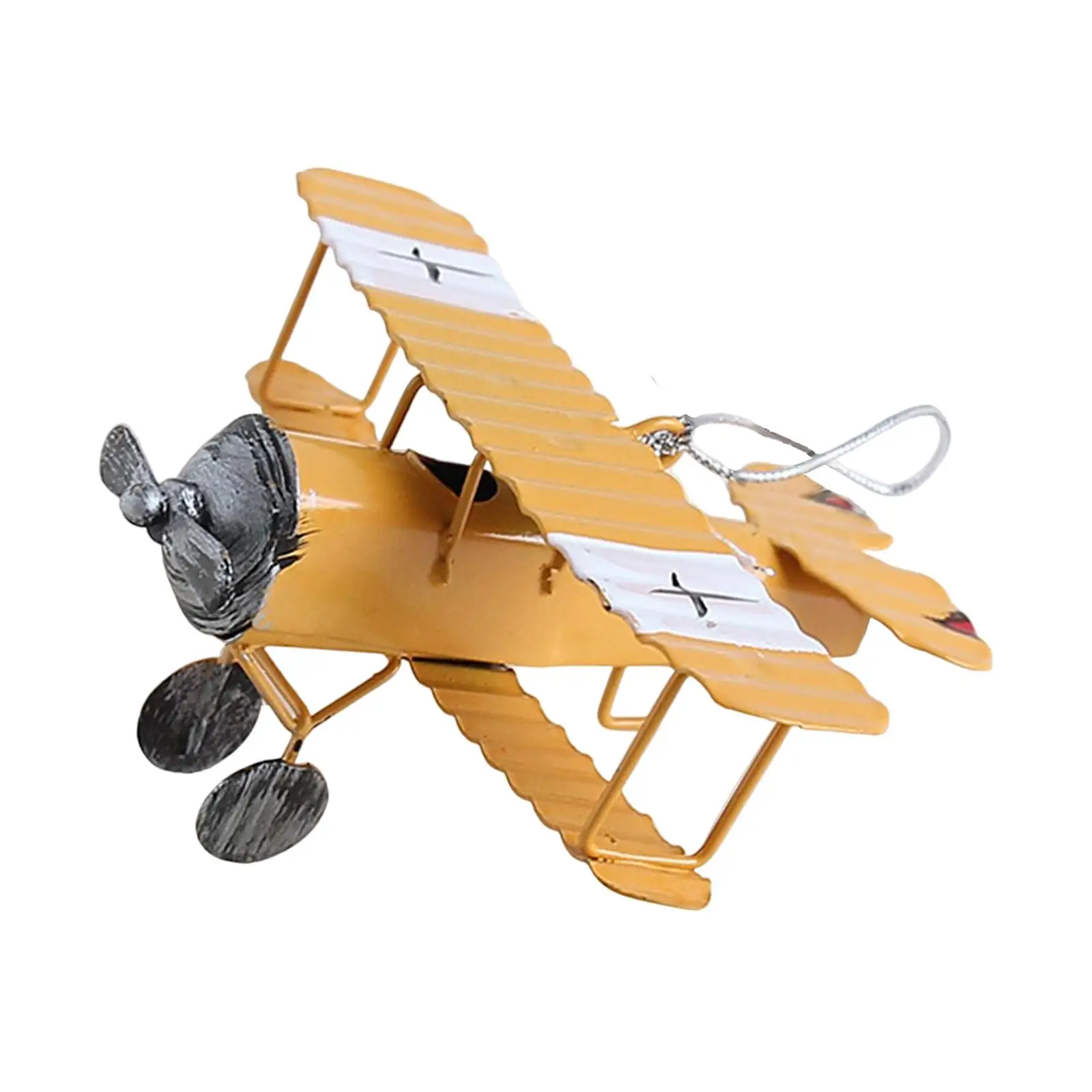 Vintage Biplane Metal Model Ornament Decor Airplane Home Toy Desktop