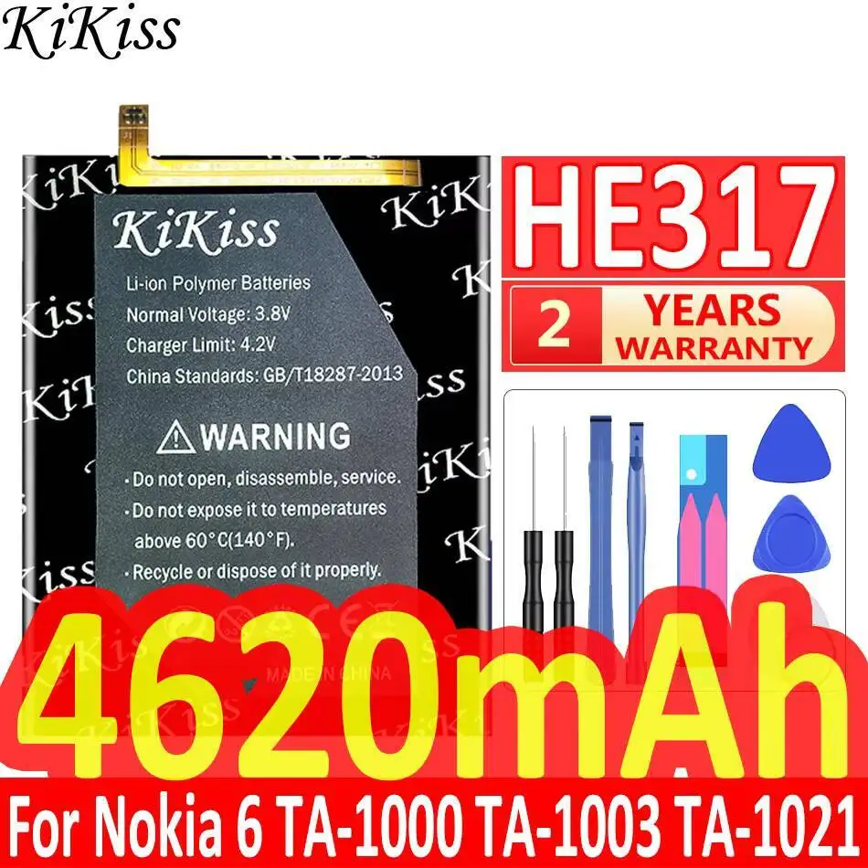 

For Nokia 6 TA-1000 TA-1003 TA-1021 TA-1025 TA-1033 TA-1039 Durable Mobile Phone Battery Premium Replacement 4650Mah HE317