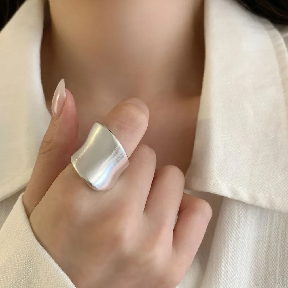 Minimally Slim Waist Ring for Women Delicate Brushed Matte Finish High-end Open Mouth Ring Personalized Index Finger Jewelry