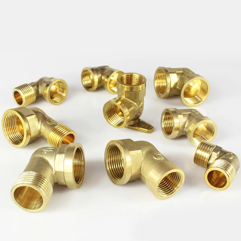 

2pcs Copper Elbow Joint 90 Degree Connector Water Pipe Brass Gas Pipeline Hose Adapter Repair Garden Hose Threads Male Female