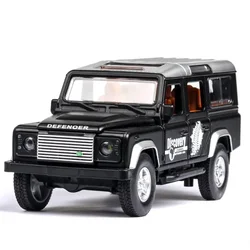 1:32 Scale Wheels Orv Diecast Car 1990 Land Defender Rover Metal Model With Light Sound Pull Back Vehicle Alloy Toy For Gifts