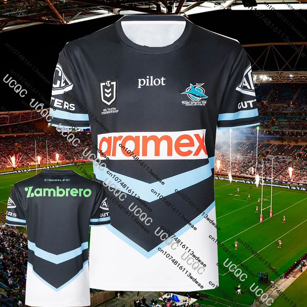 25/26 أحدث الصيف الأسترالية الرجبي ساذرلاند أسماك القرش قميص رياضي التدريب الرجبي الرجال تنفس نسخة تي شيرت جيرسي موتور #3