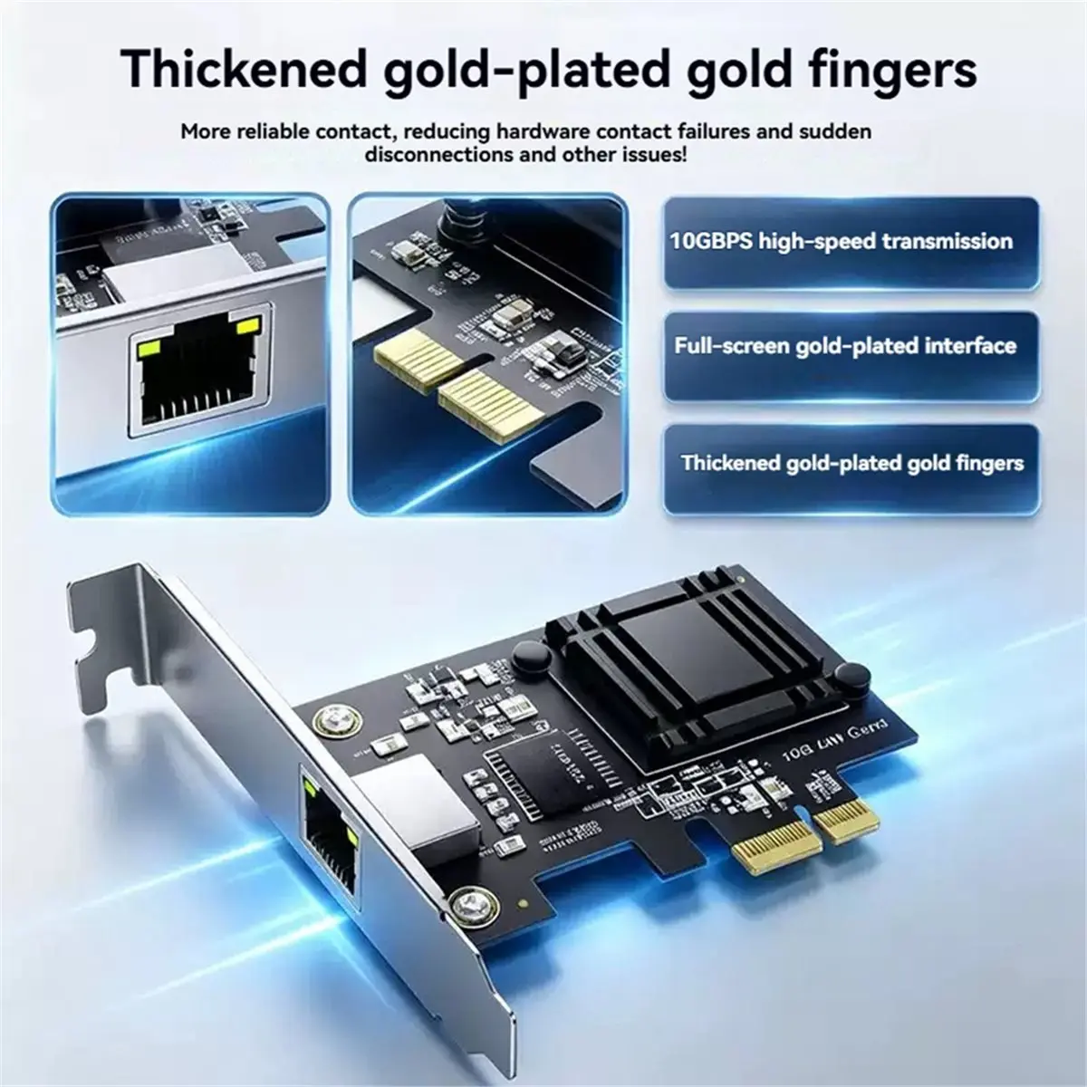 10G LAN Card PCIe 4.0 X1 Diskless Network Card PXE Network Wake-Up RT8127&AT Chip for Win 11 Linux